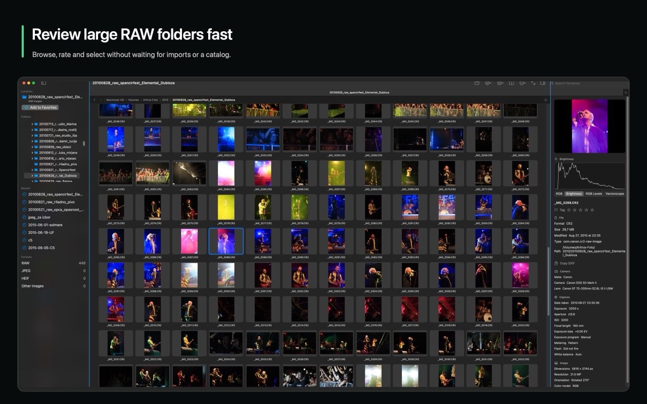 Review RAW files fast