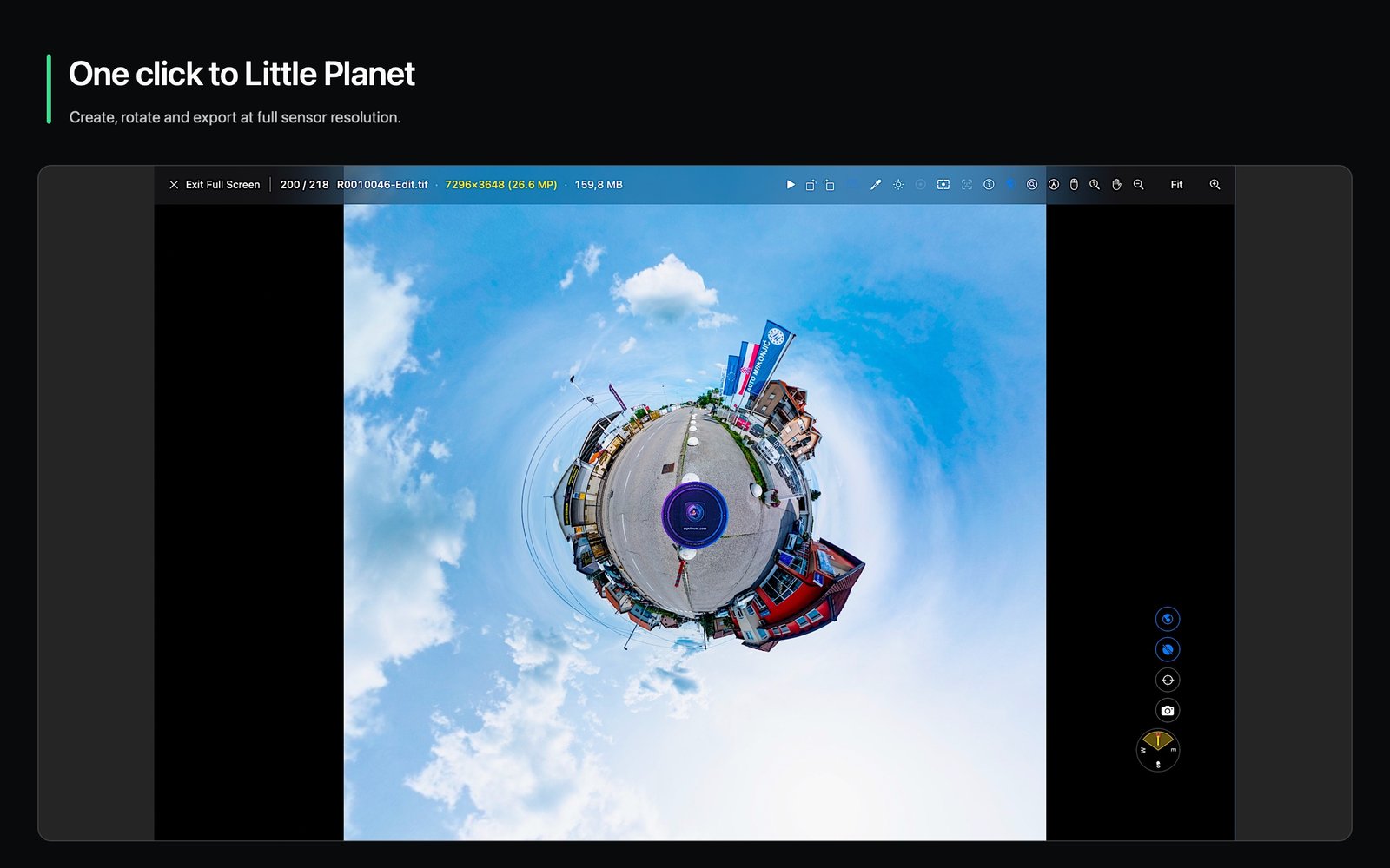 Little Planet projection in MPViewer 1.4