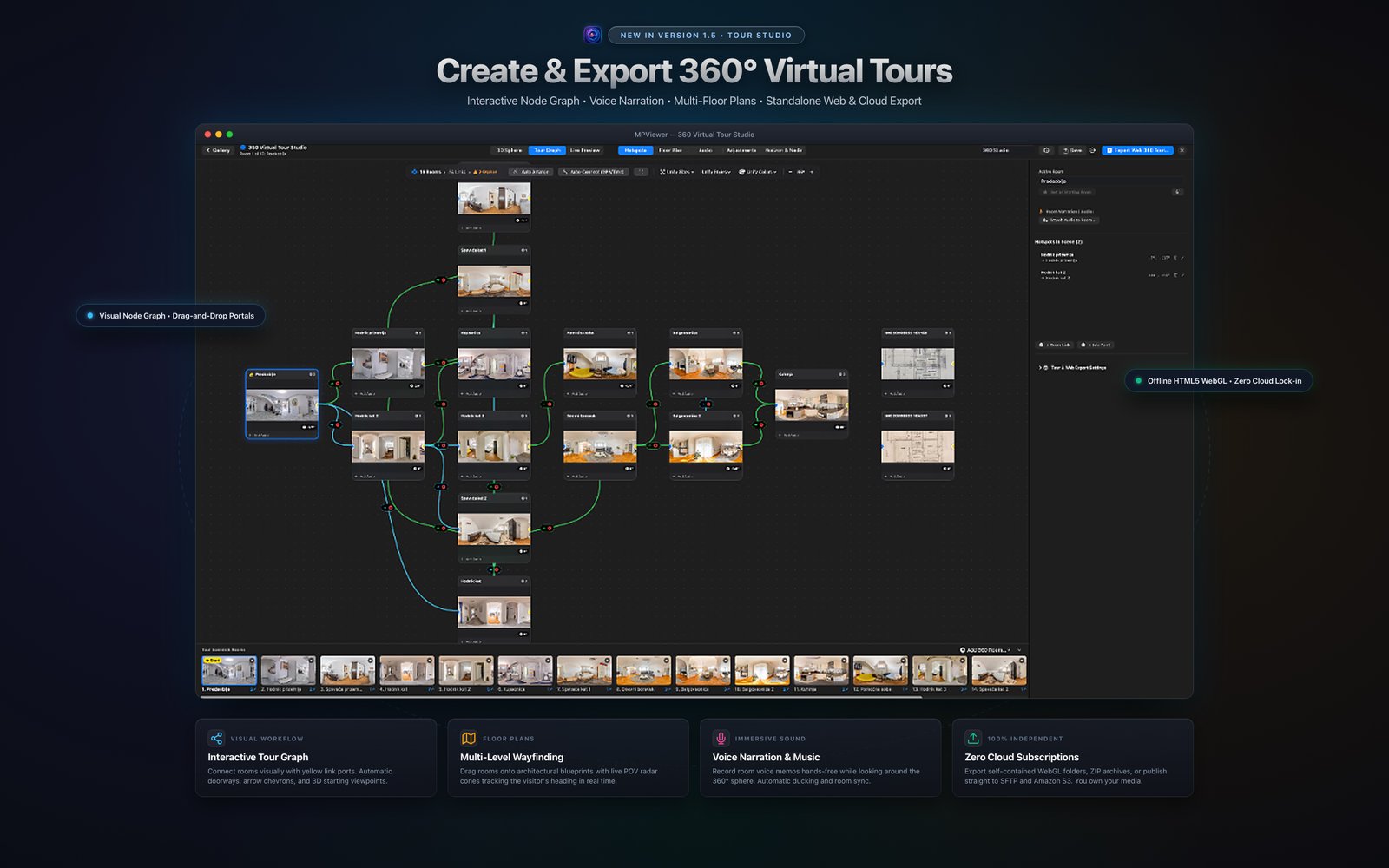 MPViewer 1.5 Tour Studio — Create & Export 360 Virtual Tours