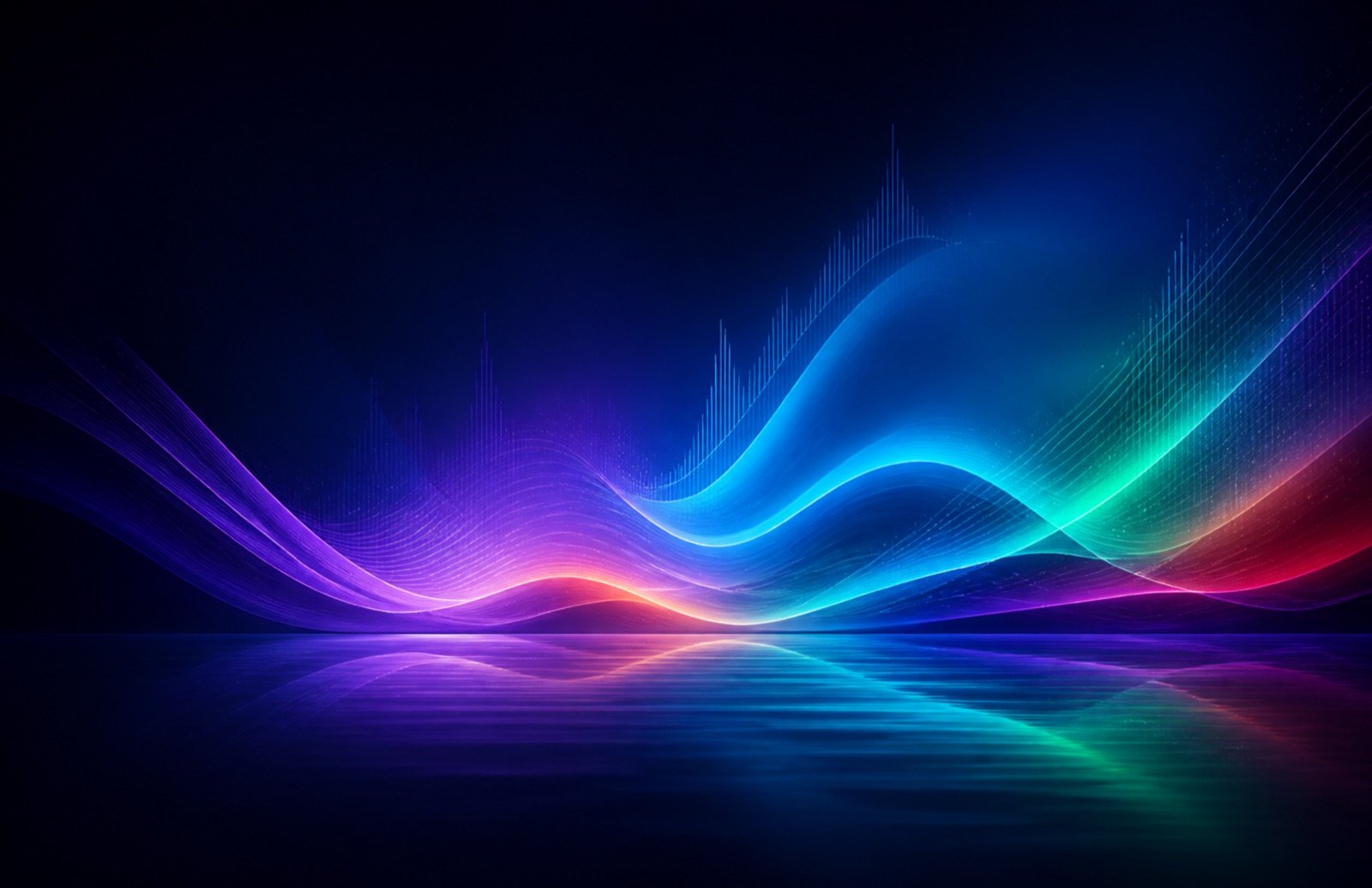 Colorful RGB aurora inspired by photographic histograms on a dark background